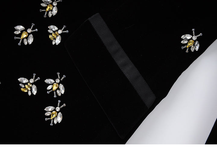 embroidered velvet blazer with floral crystal accents – BLOOM