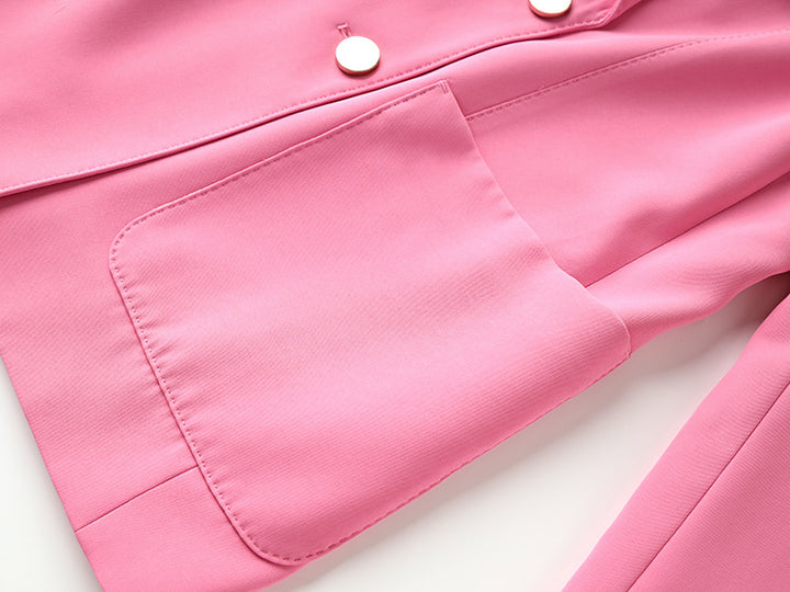 double-breasted tailored blazer in soft pink – ROSE