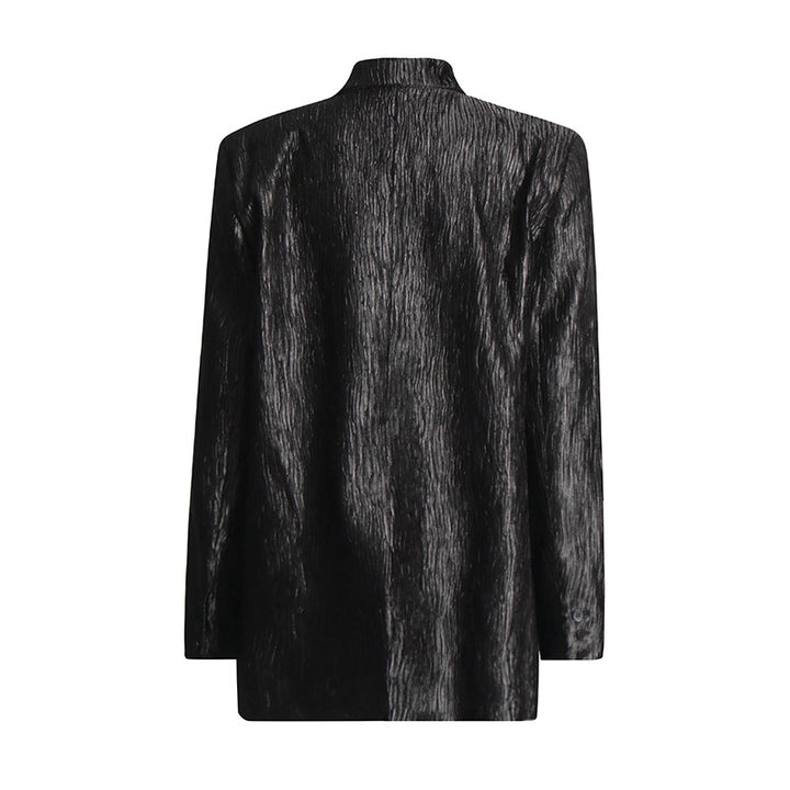 textured double-breasted blazer dress with tailored waist – GAMAL