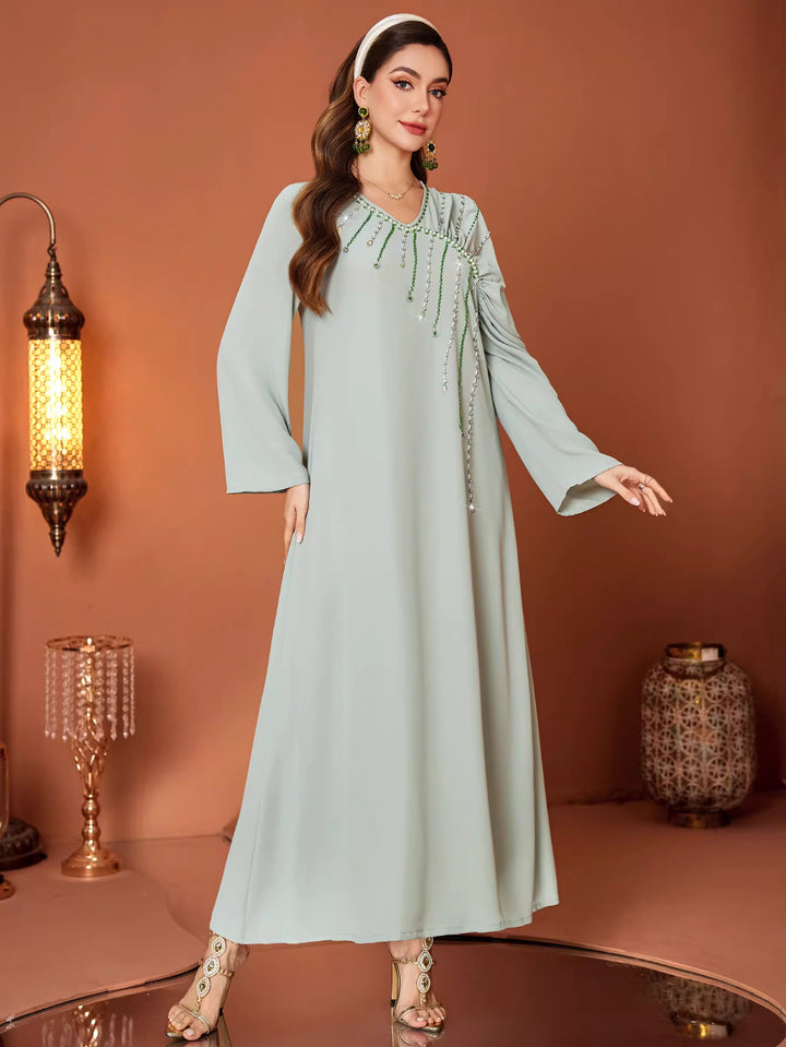 Elegant Long Sleeve Maxi Dress with Clean Silhouette – ELIORA