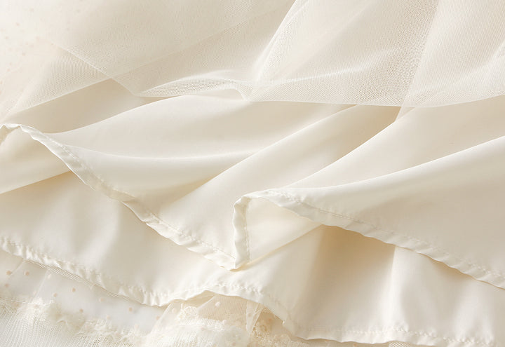 tiered dotted tulle midi skirt with lace trim – ELIORA