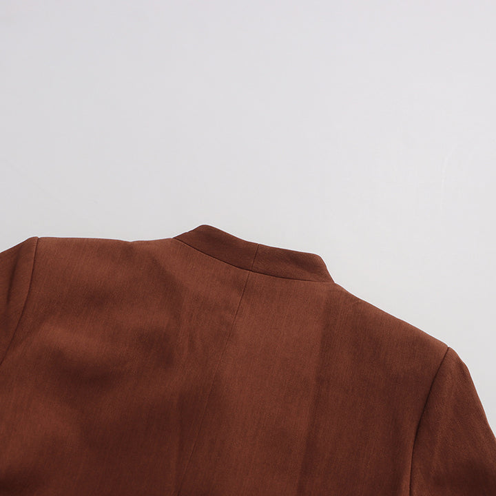 Plissiertes Oberteil mit ausgestellten Ärmeln und Maxirock-Set mit Taillengürtel – Rosiny 