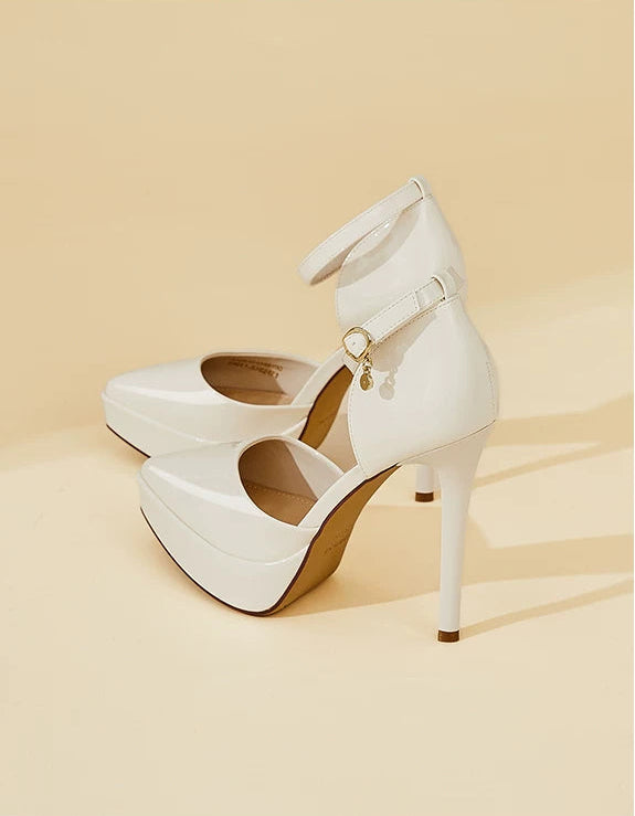 Black Patent Platform Ankle Strap Heels – Noir
