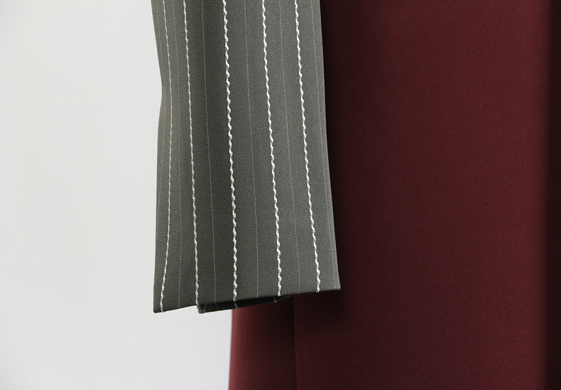 Two-Tone Tailored Long Blazer Coat – VELORA