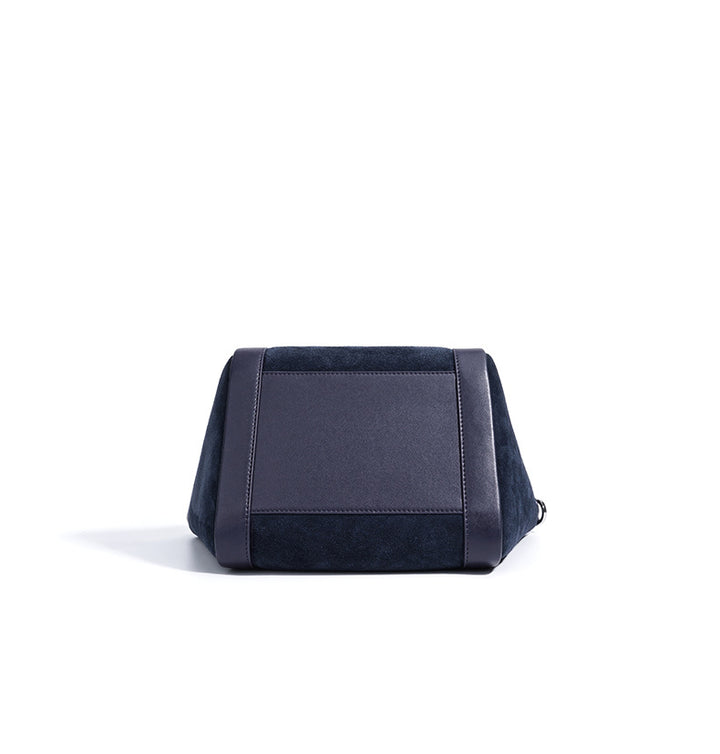 suede tote bag with leather trim and clasp – NOELLEVU