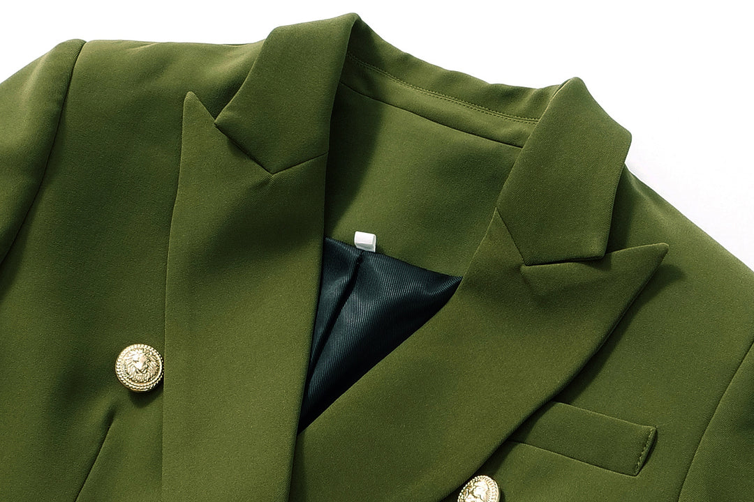 structured double-breasted blazer with gold buttons – VERDE