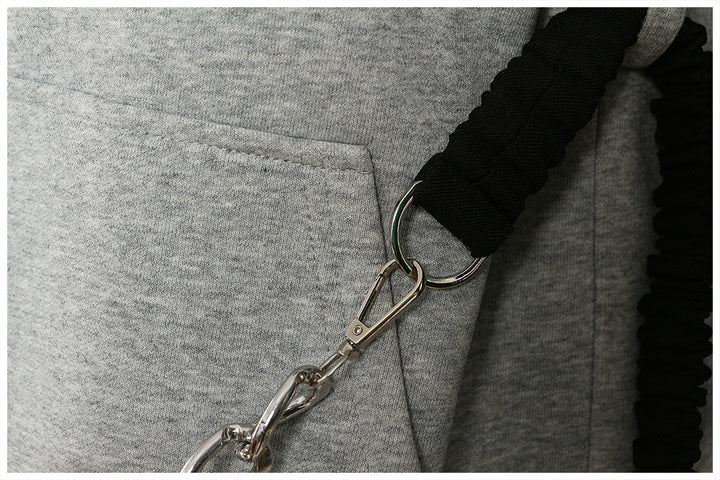 layered hoodie dress with chain belt – URBAN