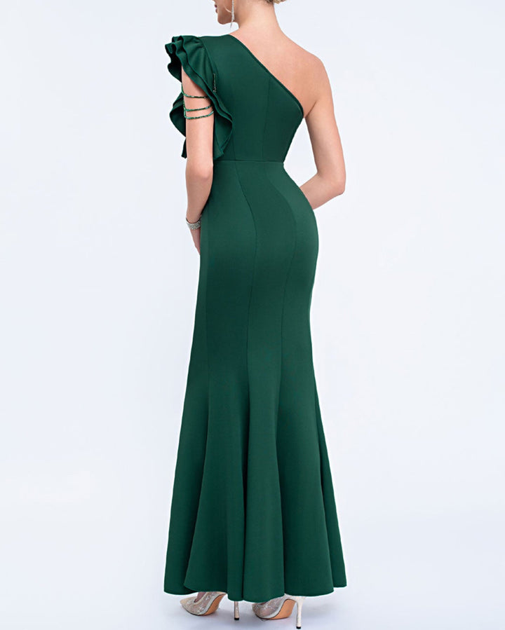 Geplooide top met uitlopende mouwen en maxi-rok set met tailleband – Rosiny 