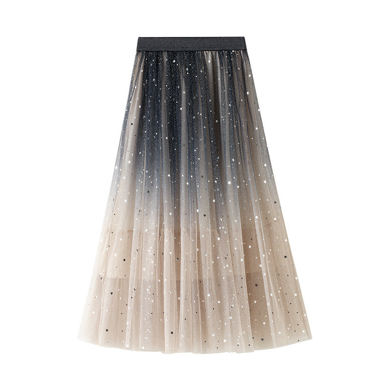 ombre tulle midi skirt with star embellishment – LUNARIA