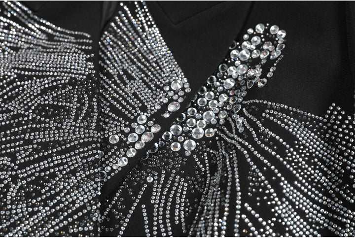 Geplooide top met uitlopende mouwen en maxi-rok set met tailleband – Rosiny 