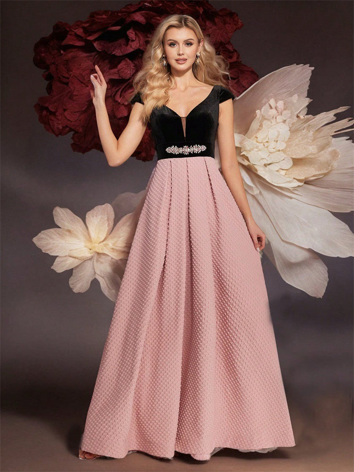 Geplooide top met uitlopende mouwen en maxi-rok set met tailleband – Rosiny 