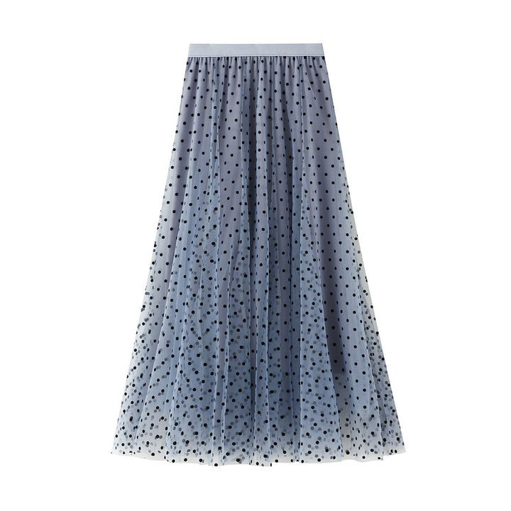 Polka Dot Mesh Maxi Skirt with Elastic Waist – LUMINA