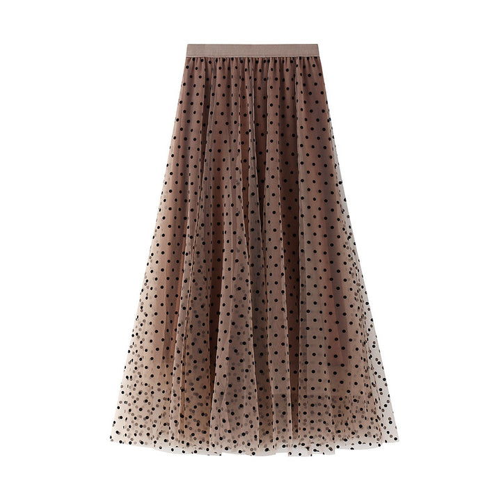 Polka Dot Mesh Maxi Skirt with Elastic Waist – LUMINA