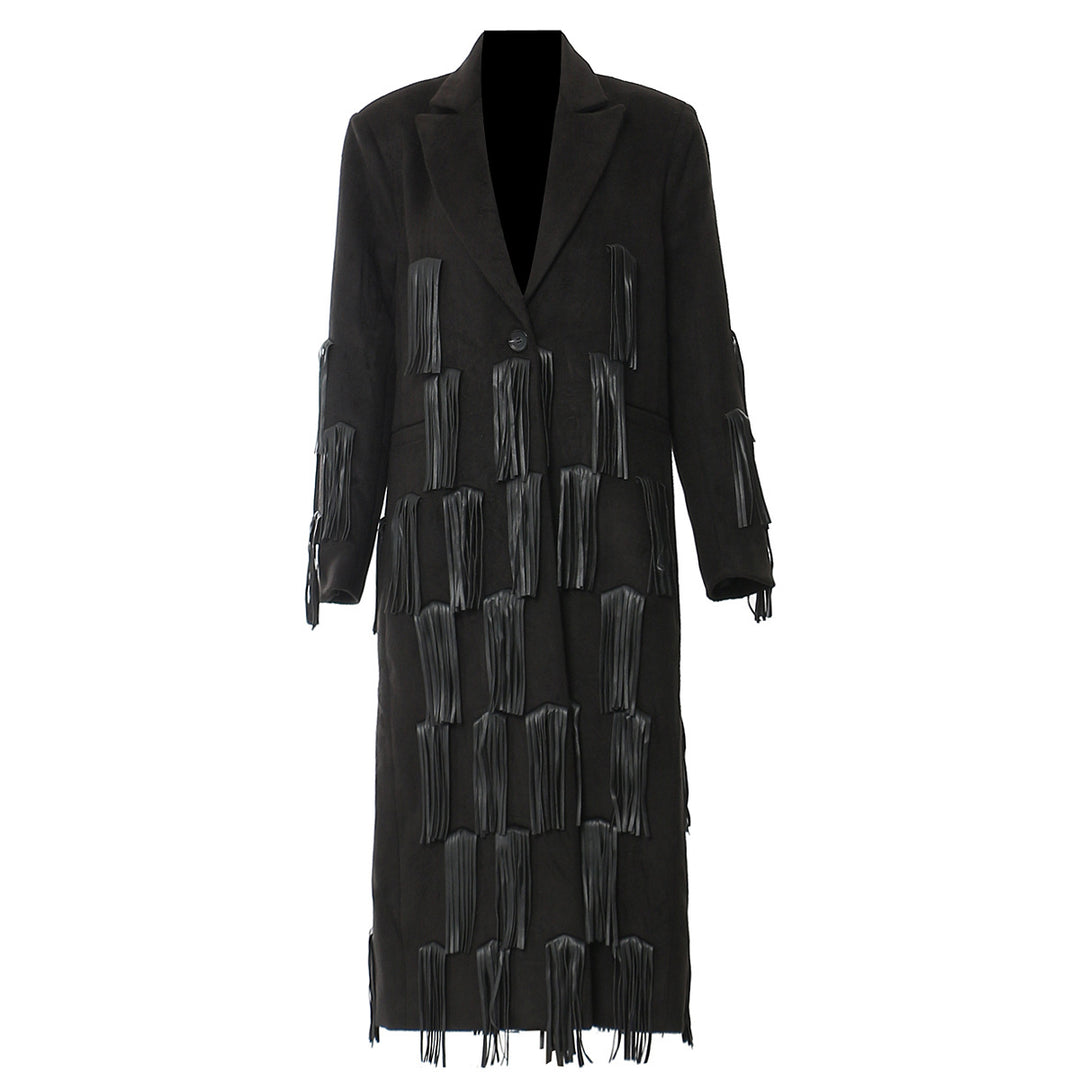 Fringe-Embellished Long Tailored Coat – SAFUT