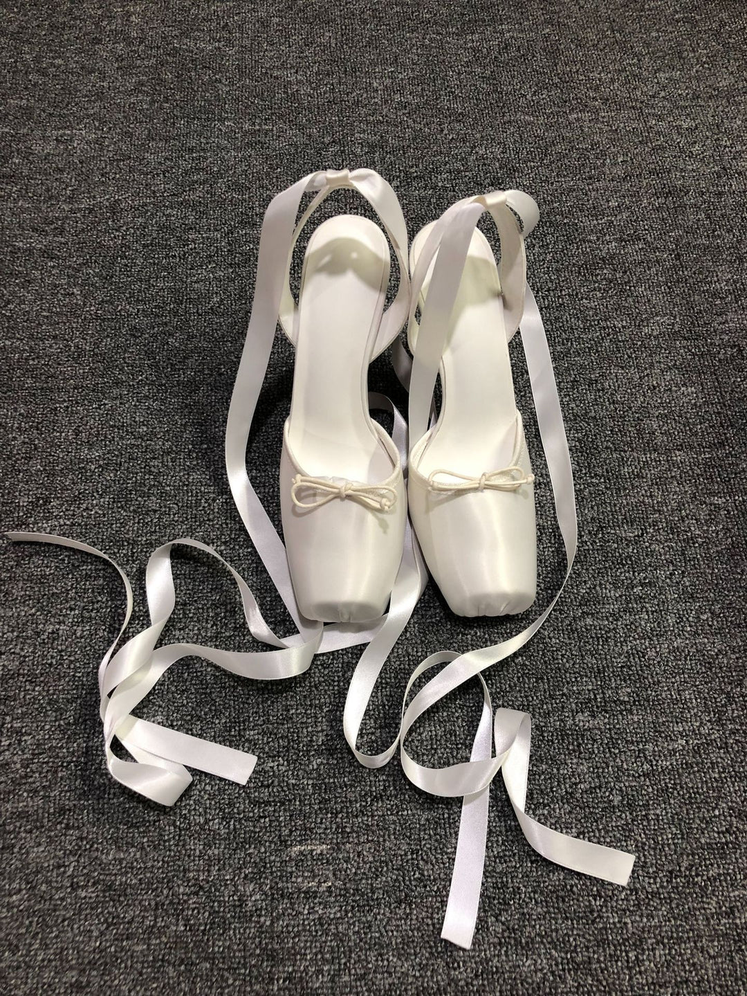 satin platform heels with ribbon ankle ties – BELLE