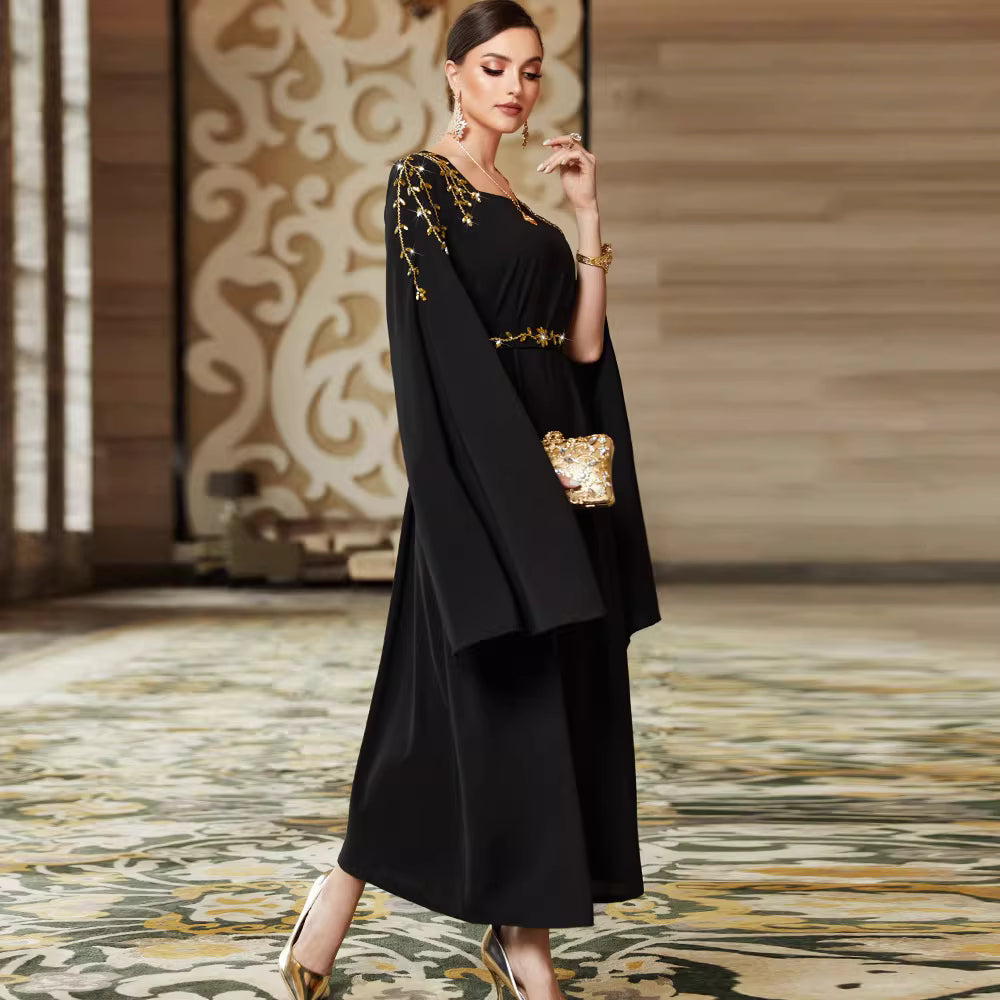 Elegant Long Sleeve Maxi Dress with Wide Hem – ESME