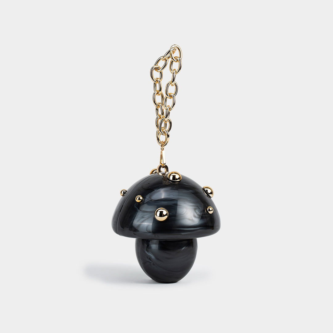 sculpted mushroom resin clutch with gold chain – FUNGI