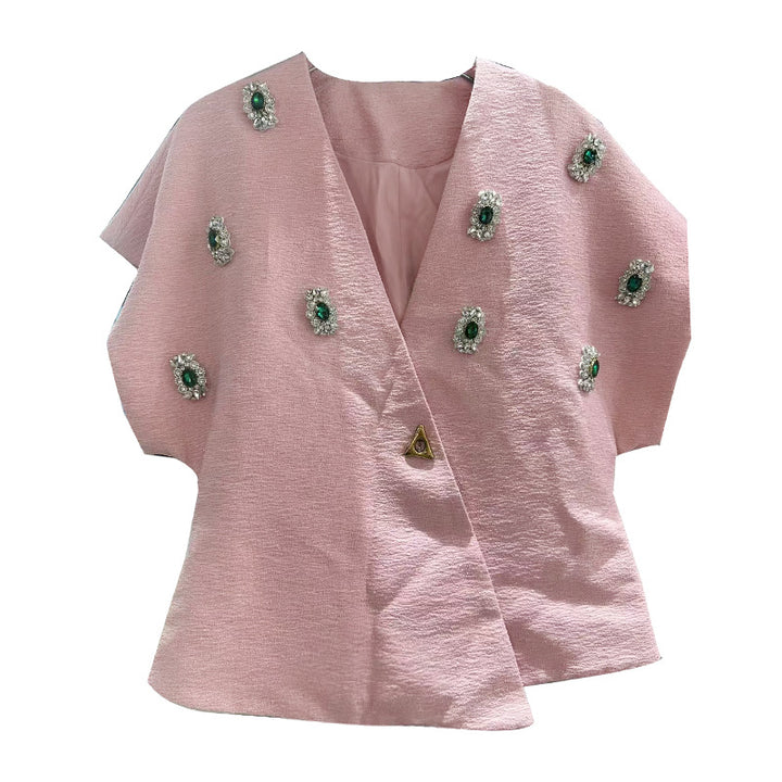 Geplooide top met uitlopende mouwen en maxi-rok set met tailleband – Rosiny 