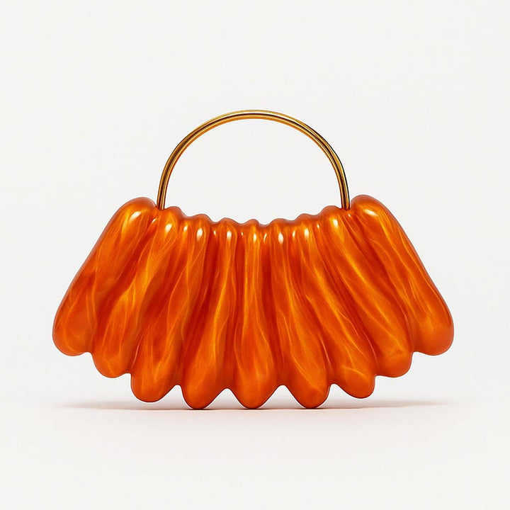 sculpted wave resin clutch with metal handle – AMBRA