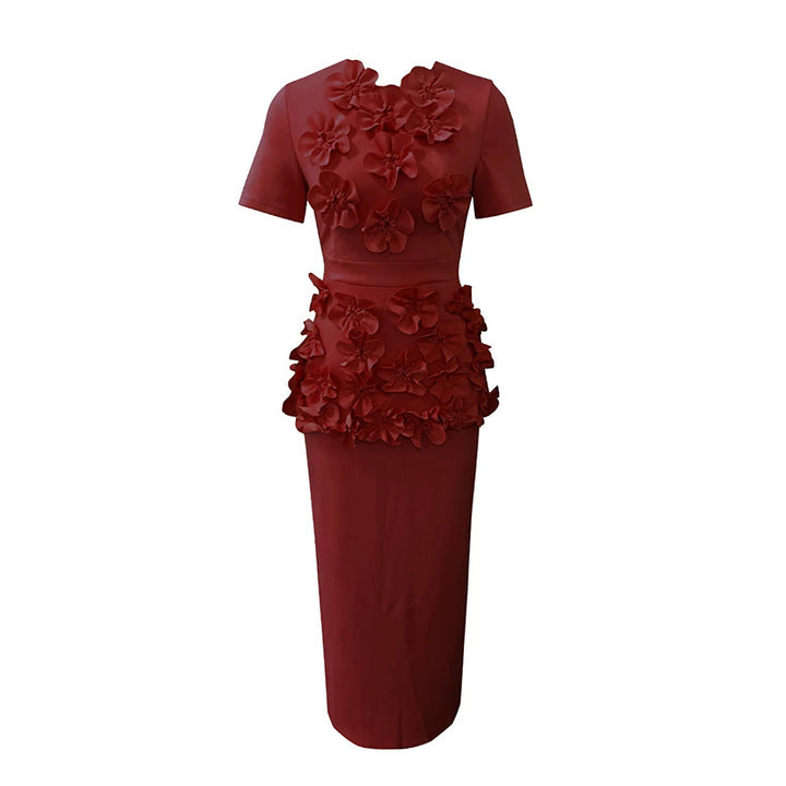 Haut à manches évasées plissées et ensemble jupe longue avec ceinture à la taille – Rosiny 