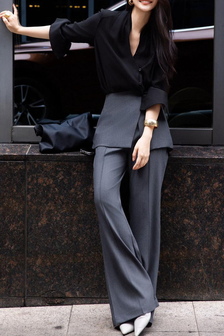 بنطلون واسع الساق مُصمم خصيصًا مع تنورة أمامية متعددة الطبقات – أريا