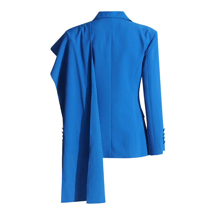 Draped Lapel Tailored Blazer – AZURE