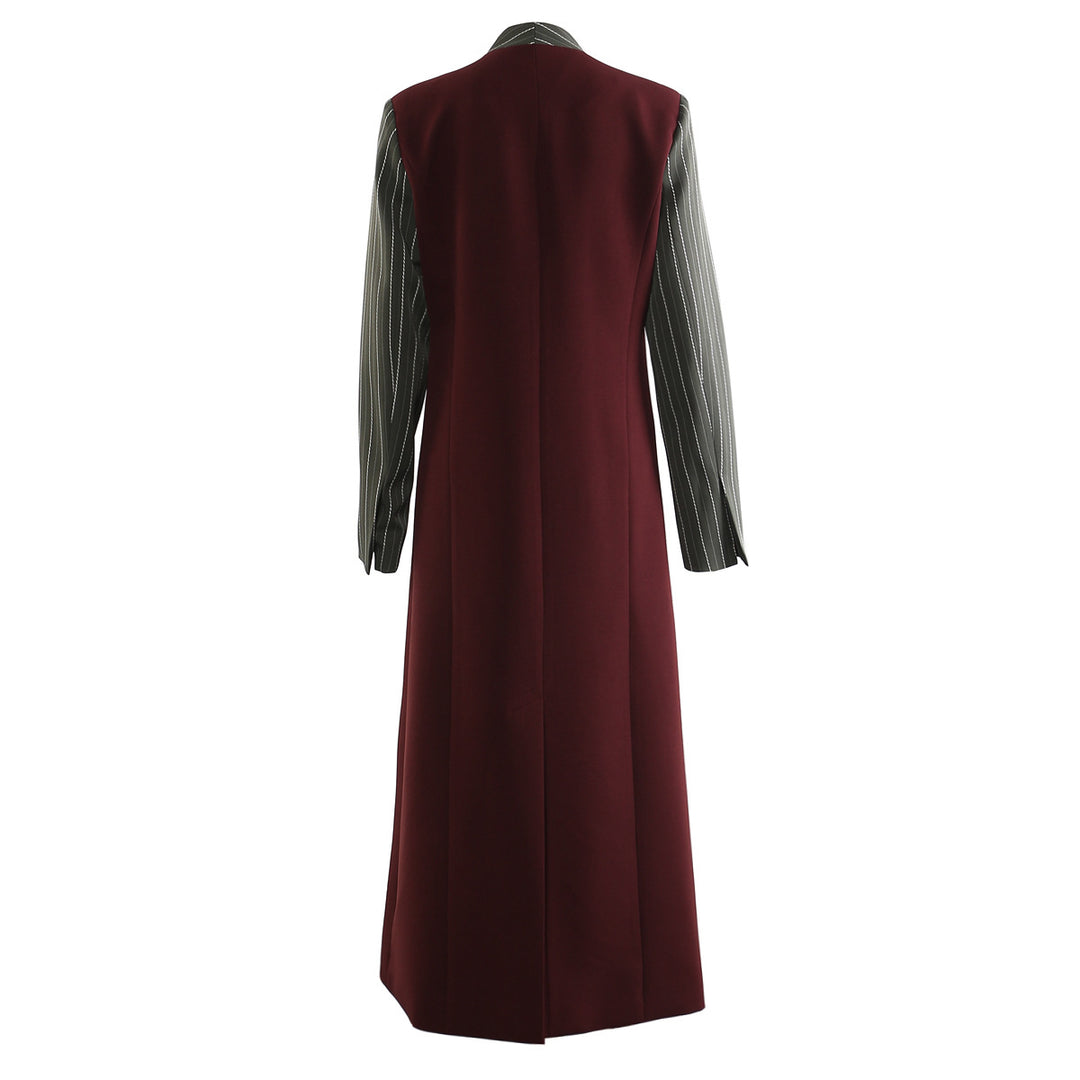 Two-Tone Tailored Long Blazer Coat – VELORA