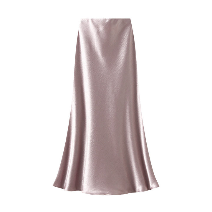 satin midi skirt with 3D floral appliqués – AMÉLIE