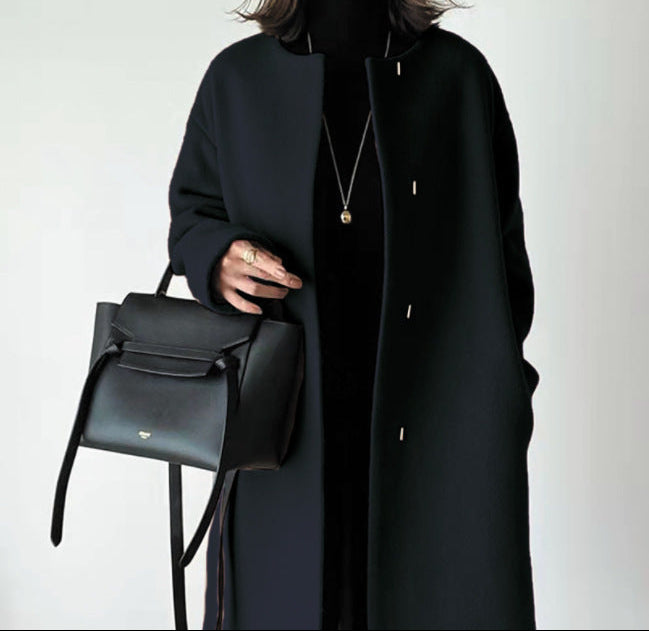 minimal wool-blend coat – IVORY BEIGE