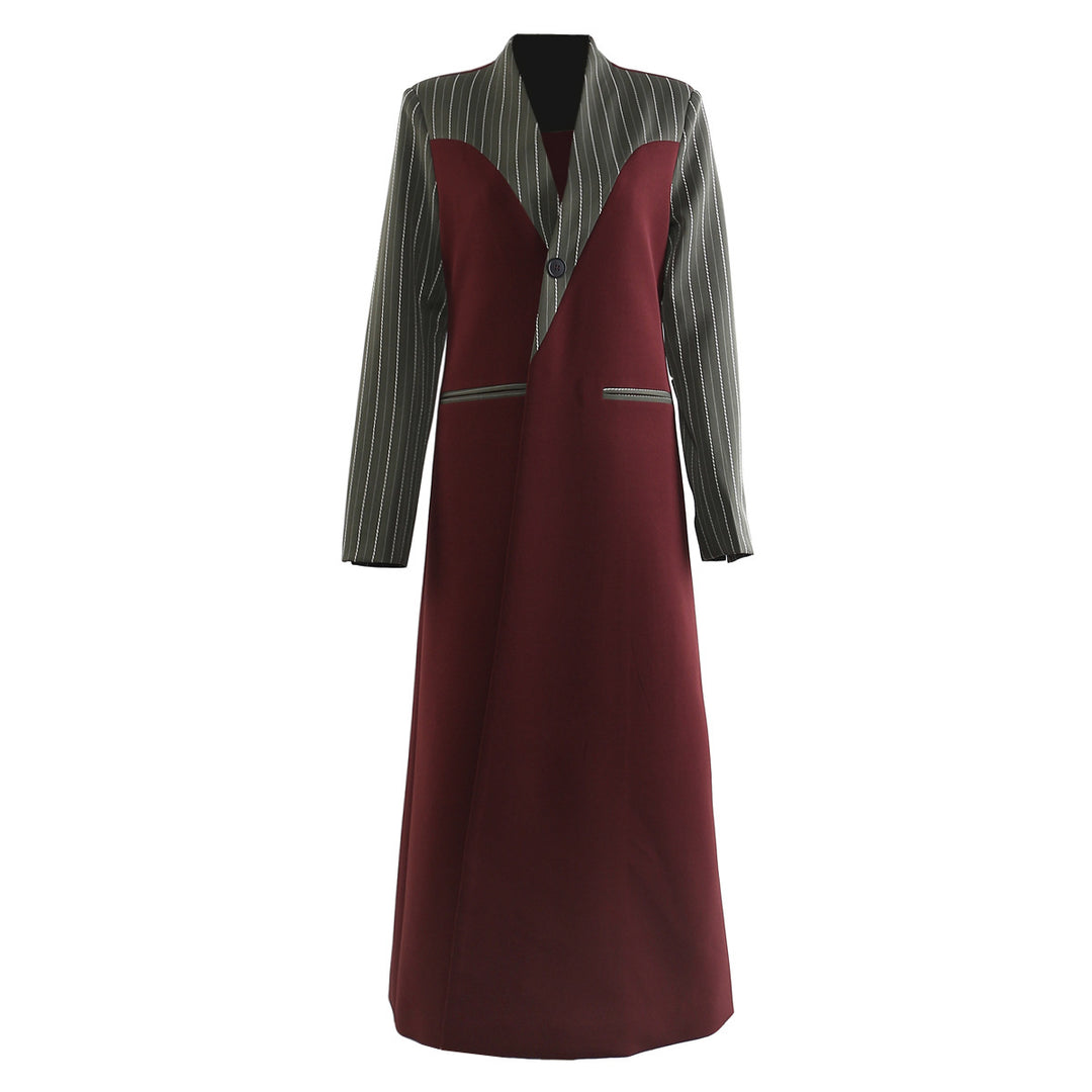 Two-Tone Tailored Long Blazer Coat – VELORA