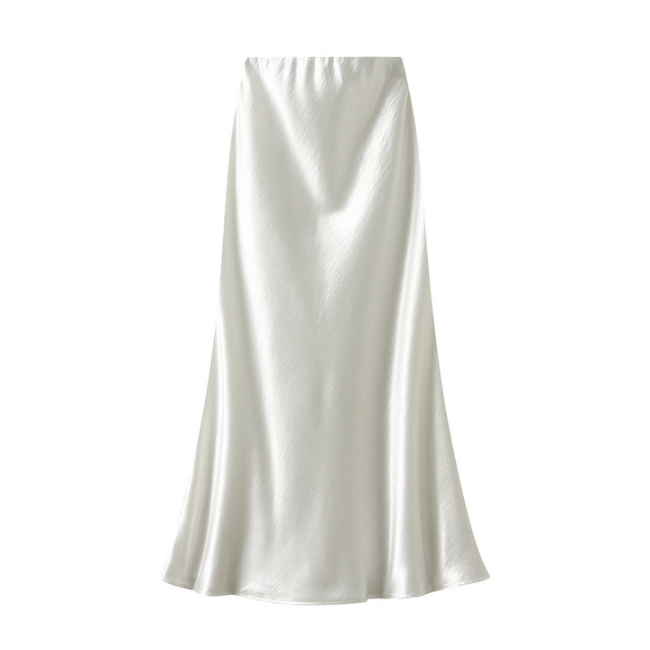 satin A-line midi skirt in icy blue – FROST