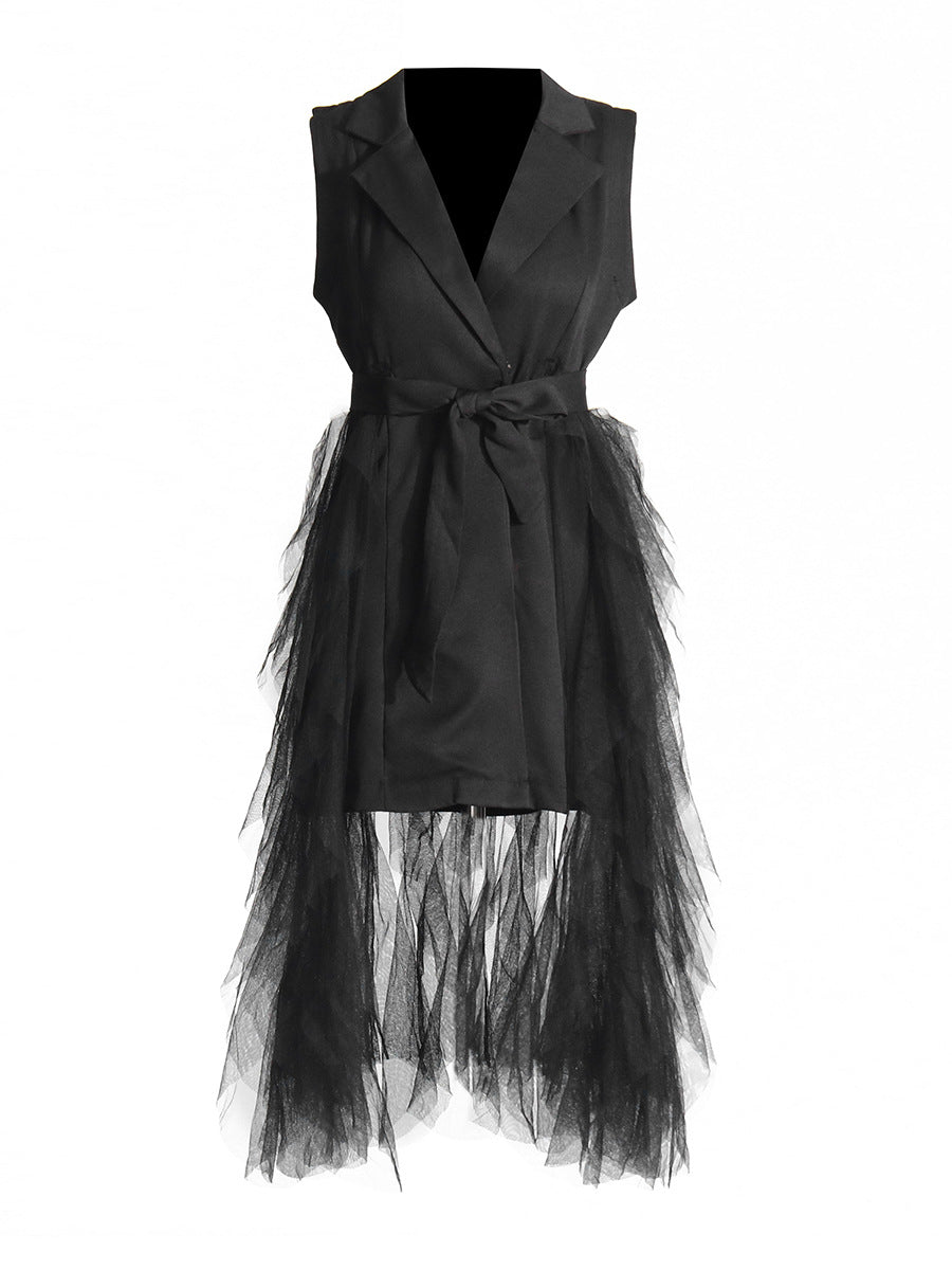 فستان بليزر بدون أكمام مع طبقة من التول - نويرتيل