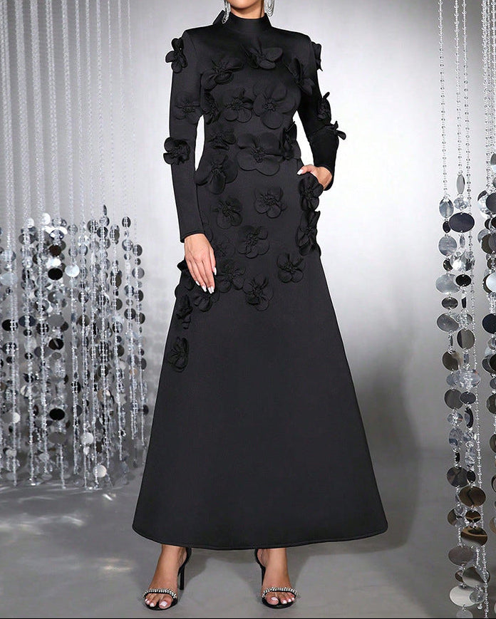 Lange mouwloze zeemeerminjurk met zijplooien - Seran 