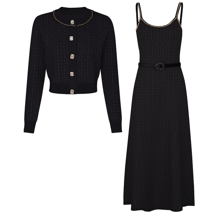 Haut à manches évasées plissées et ensemble jupe longue avec ceinture à la taille – Rosiny 