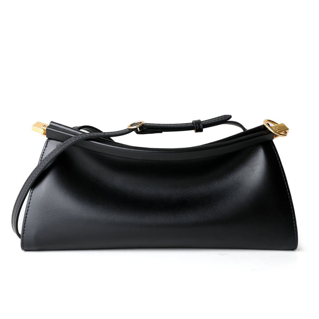 sleek leather shoulder bag with curved silhouette – ZOKSH