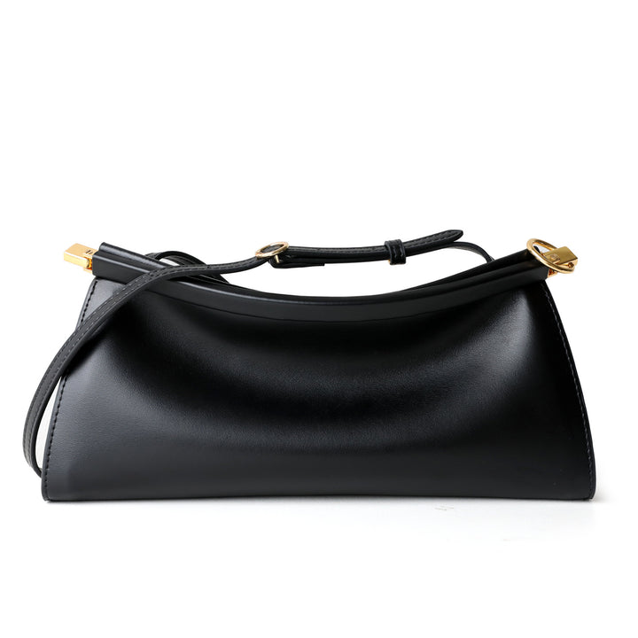 sleek leather shoulder bag with curved silhouette – ZOKSH