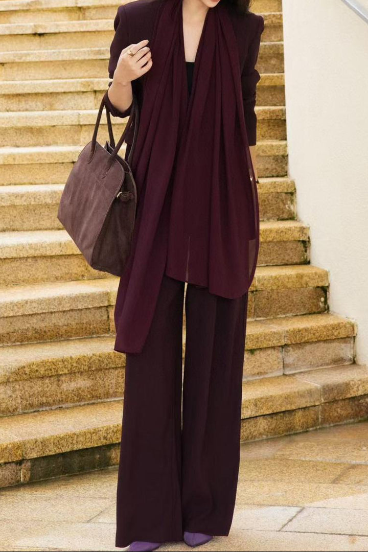 draped lapel blazer with wide-leg tailored pants – MARISE