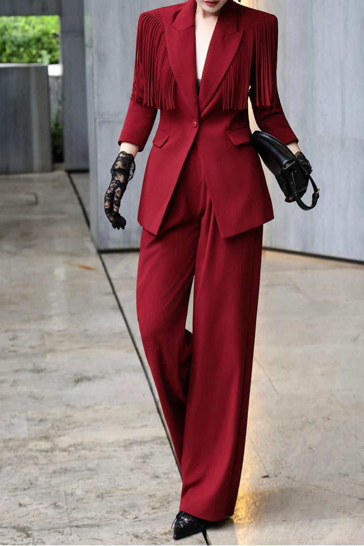 بدلة بليزر منظمة مع هامش مميز – الغراب