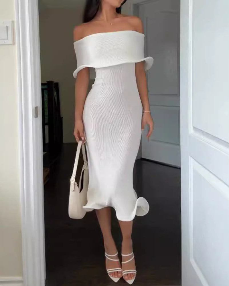 Haut à manches évasées plissées et ensemble jupe longue avec ceinture à la taille – Rosiny 