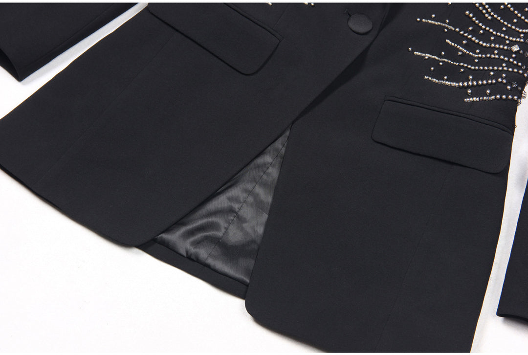 Haut à manches évasées plissées et ensemble jupe longue avec ceinture à la taille – Rosiny 