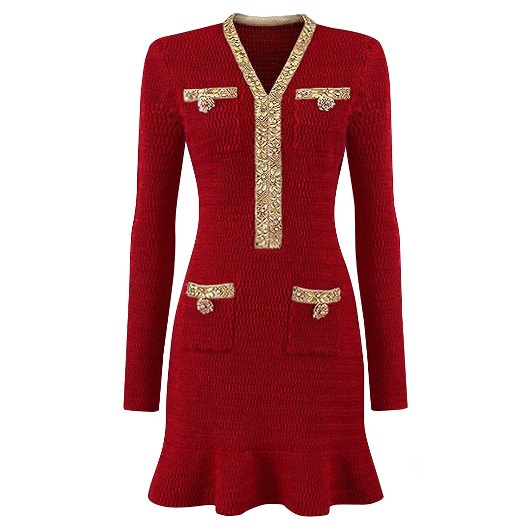 Plissiertes Oberteil mit ausgestellten Ärmeln und Maxirock-Set mit Taillengürtel – Rosiny 