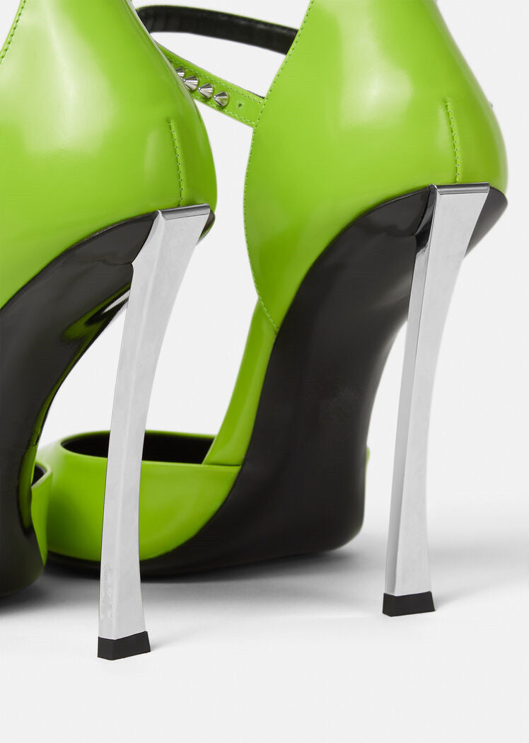 triple-strap pointed-toe heels with studded details – AURORA