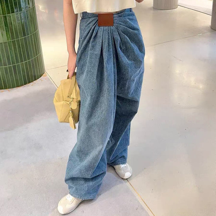 Haut à manches évasées plissées et ensemble jupe longue avec ceinture à la taille – Rosiny 