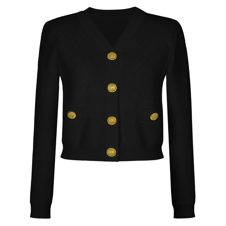 two-piece knit set with gold button accents – ADELLEM