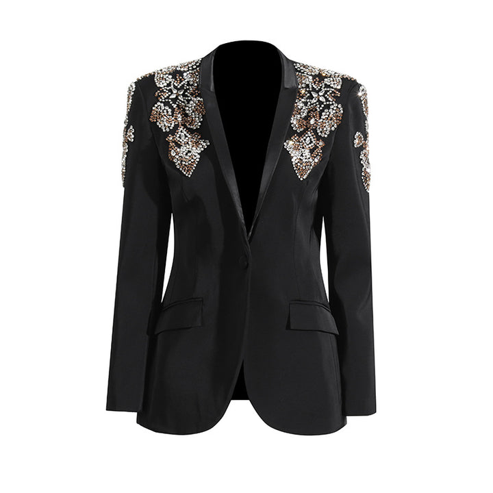 tailored blazer with embellished crystal shoulders – VIVIANDI