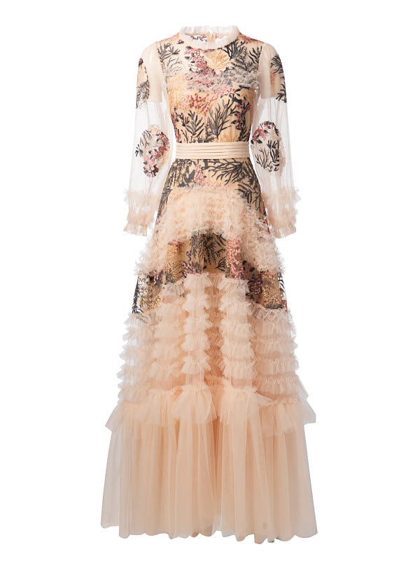 embroidered tulle gown with tiered ruffle skirt – SERAPHINA