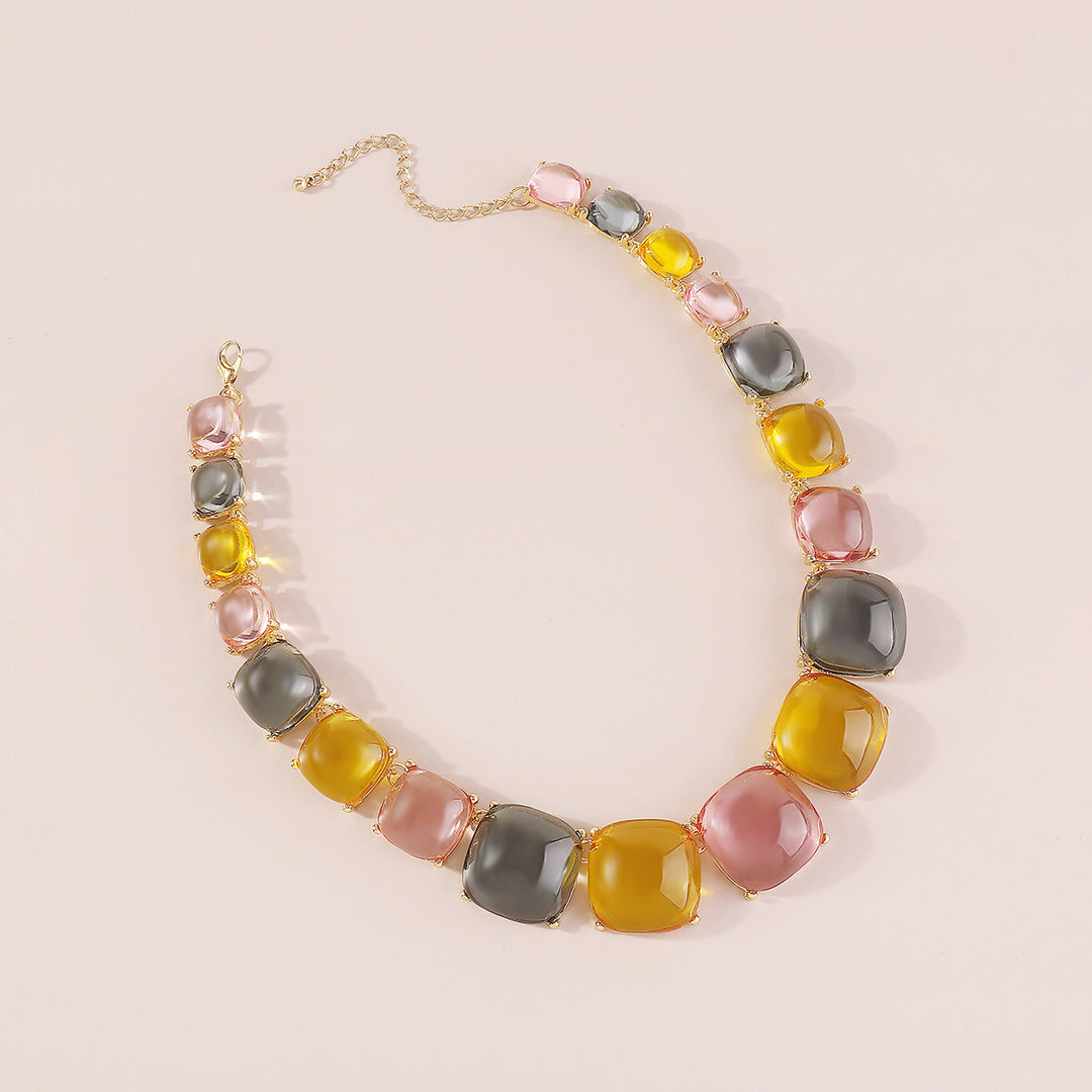 mehrfarbige Kettenhalskette mit Emaille-Seeanhängern - CORALIA 