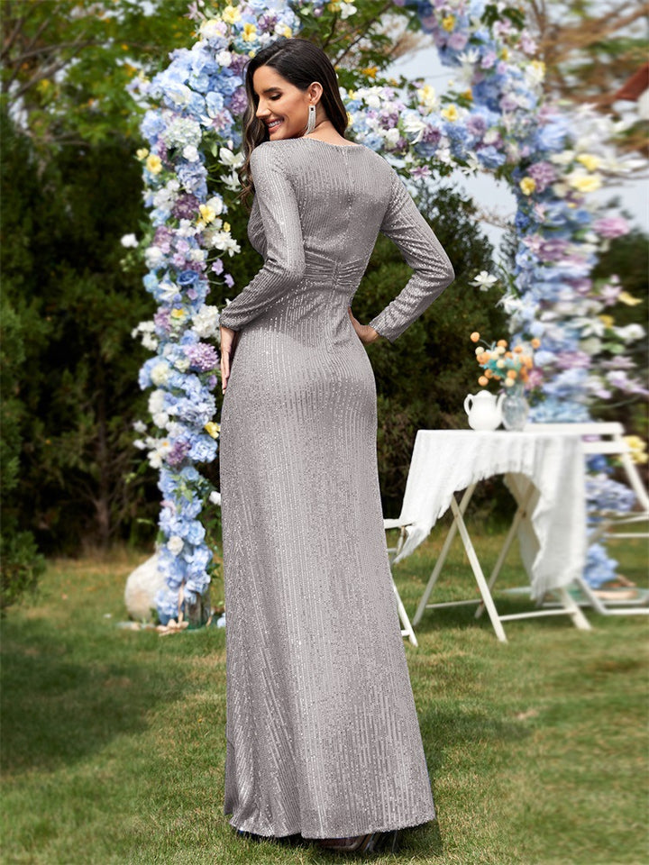 Geplooide top met uitlopende mouwen en maxi-rok set met tailleband – Rosiny 