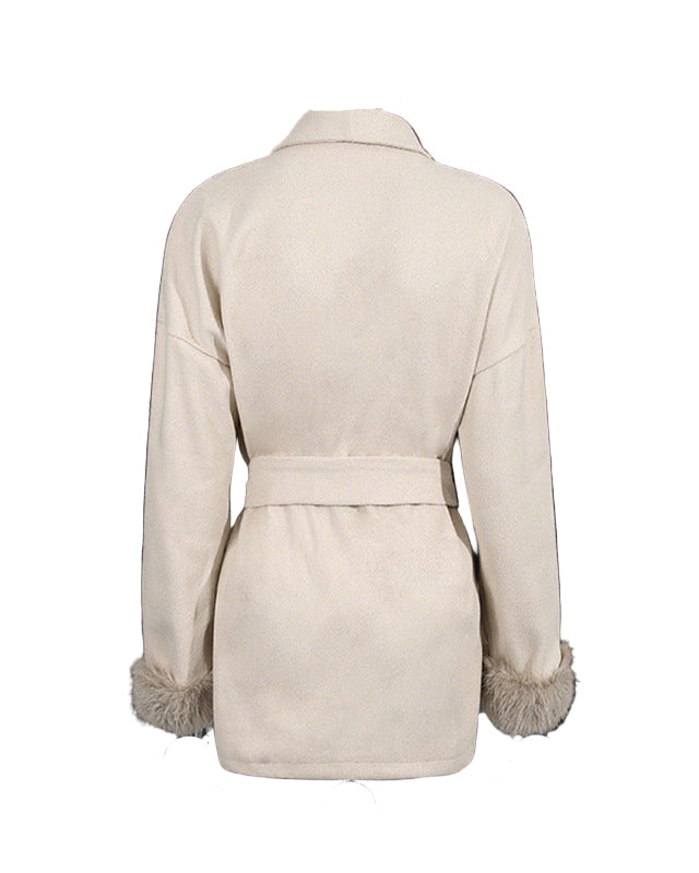 جاكيت بحزام مع أساور من الفرو الصناعي - أرلِيت