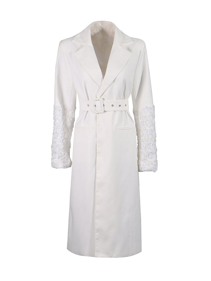 belted long blazer with floral sleeve details – CELINE